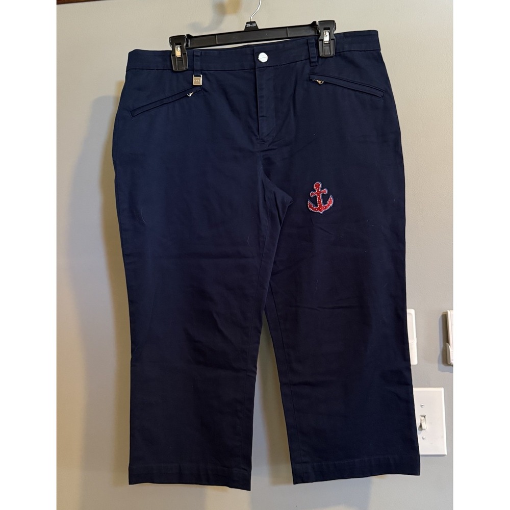 Lauren Ralph Lauren Pants Nautical Anchor‎ Capri Cropped Cotton Women's 12